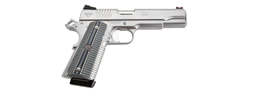 Wilson Combat Pistolet ACP Full Size Stainless 1911 45 ACP Plaquettes G10 Gris/Noir